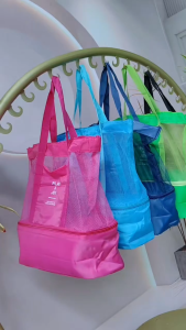 Large Capacity Picnic Shoulder Bag Double Layer Separation Wet & Dry Insulated Compartment Beach & Picnic Bag