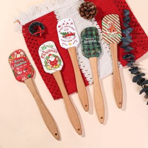 Silicone spatula Christmas wooden handle kitchen fondant cake cream spatula silicone butter spatula kitchen baking tools si