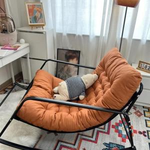 Double Rocking Chair Recliner Couch Bedroom Balcony Living Room Small Apartment Lazy Bone Chair Leisure Chair Plaid Lunch Break Chair