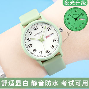 Week Calendar Luminous Student Watch Boys and Girls Good-looking White High School Primary School Student Kids Watrproof Watch