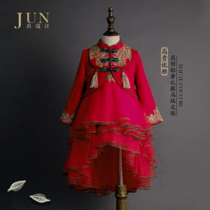 Thickened New Years Outfit for Babies Girls Original Design Childrens Hanfu Winter Celebration Traditional Chinese Style Clothing