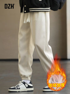 Thickened Fleece Sweatpants Loose Fit Boys Winter Sports Pants Cuffed Trousers Youth Fashion Casual Wear All Seasons