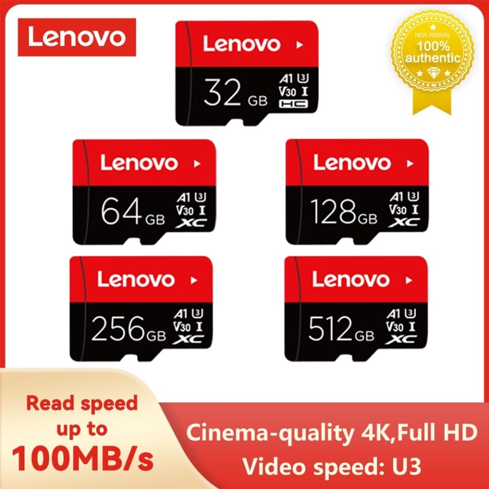 Lenovo Memory Card /128GB/256GB/512GB/1TB/2TB U3 V30 4K Full HD Micro TF Mini SD Card TF Memory Flash Card for Phone/Computer