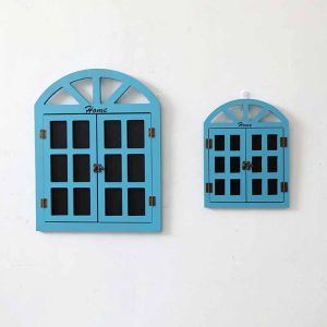 European Style Vintage Wall Decorations Blackboard Fake Window Hanging Ornament Background for Milk Tea Shop Message Board