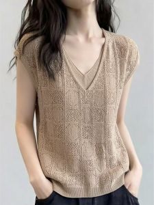 AIYITI | Lace Hollow Floral Sleeveless T-shirt