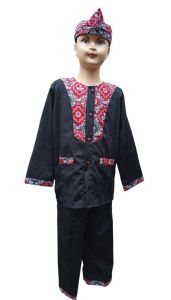 real pict baju pangsi anak laki laki motif batik merah/stelan baju pangsi anak sekolah dasar TK&SD/seragam pangsi anak usia 3-12 tahun