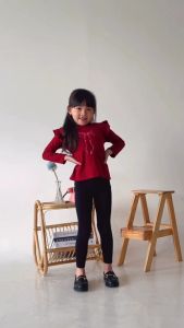 Smilee Emma Maroon Ribbon Longtee Anak Perempuan 1 sampai 5 Tahun Baju Kaos Cewek