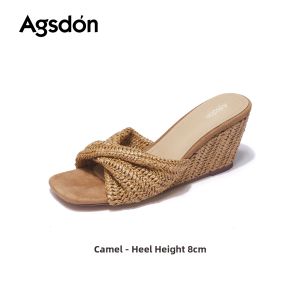 Agsdon | Wedge High Heel Women Sandals Summer French Braided Beach Shoes