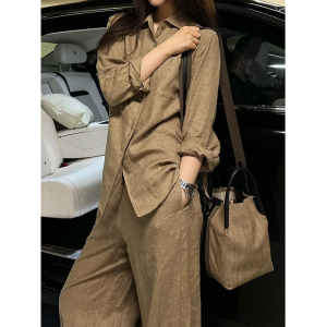 LIANGYILAILIN | Pear-shaped Slim Fit Fashion Shirt and Wide Leg Pants Set