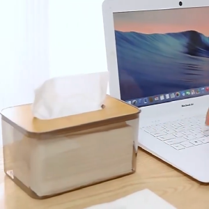 Kotak Tisu Aesthetic Transparan Tutup Kayu Kotak Tisu Bening Tempat Tisu Plastik Aesthetic Kotak Tissue Kayu Transparan