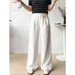 กางเกงยีนส์ขากว้างเอวสูง 3-in-1 กันน้ำ กันฝุ่น กันรอยยับ สำหรับผู้หญิง ฤดูใบไม้ร่วง 2024 กางเกงขายาวทรงตรงจากเส้นใยเลเซอร์ ลูกไม้ ทรงหลวม