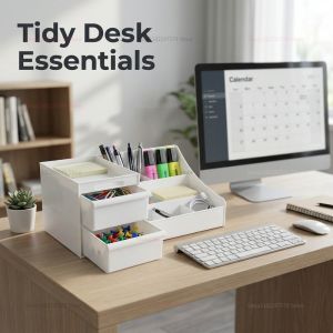 Office desktop notebook storage drawer neat dormitory makeup table universal compact and flexible mobile anti-collision design