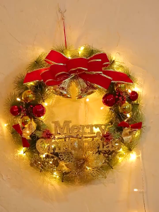 KUCHVZ christmas decoration for home 30CM Christmas Decoration Garland Front Door Window Decor Christmas Tree Wreath Ornament Navidad New Year 2026 Party Supplies christmas lights