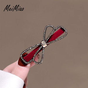 กิ๊บติดผมรูปผีเสื้อประดับเพชรสีแดงหรูหราสำหรับผู้หญิง กิ๊บติดผมด้านข้าง กิ๊บติดผมรูปปากเป็ด กิ๊บติดผมหน้าม้า ดีไซน์หรูหรา ฤดูใบไม้ร่วง/ฤดูหนาว สินค้าใหม่