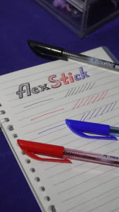 FlexOffice FlexStick Smooth Ink Ballpen 0.5/0.7mm - Pack 3 assorted colors - No Smudge for School - FO-GELB08