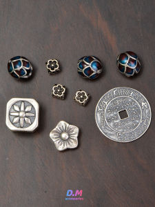 Antique Silver Lotus Flower Pendant Spacer Bead DIY Accessories 925 Pure Silver Thai Silver Mountain Ghost Money Coin