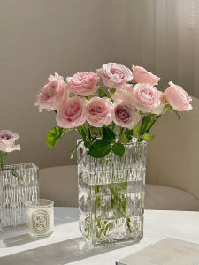 Hoa Cương Mạ Thủy Tinh Trong Suốt Bình Hoa Trang Trí Nhà Hoa Hồng Hiện Đại Tối Giản Đơn Lẻ Trung Quốc Đại Lục Vật Dụng Trang Trí