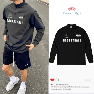 2024 New American Style Quick Dry Shooting Suit Long Sleeve Half Zip Athletics Mens Fitness Running Sports Football Training