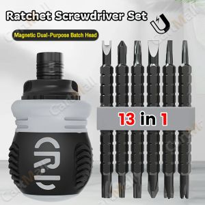 13 in 1 Ratchet Screwdriver Set Alloy Steel Magnetic Dual-Purpose Batch Head Telescopic Screwdriver
