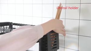 Metal Foldable Dish Rack Kitchen Sink Countertop With Detachable Drying Drainboard Cutlery Chopping Board Holder Storage