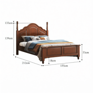 Full Solid Wood Bed Retro American Style 1.8m