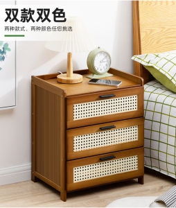 Mitsuchi Bamboo Wood Bedside table small cabinet light luxury storage cabinet bedroom Meja Sisi Kabinet Kecil床头柜