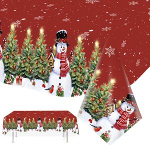 Christmas Tablecloth Snowman Table Cover Christmas Decorations for Home 2025 Navidad Noel New Year 2026 Gifts Dining Table Decor