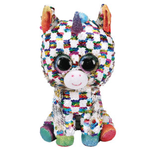 TY | 27cm Ty Beanie Boos Plush Toy Cosmo The Sequin Unicorn Doll Animal Anime Collection