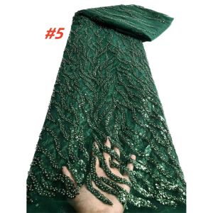 Vải Ren Sequin Chất Lượng Cao Salouva Chất Liệu Lưới Thêu Hạt Kiểu Nigeria 2025 Phong Cách Pháp Dùng May Váy Cưới.