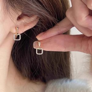 S925 Sterling Silver Square Stud Earrings Simple Elegant Summer Fashion Jewelry  out New Model Pair ness Sensation