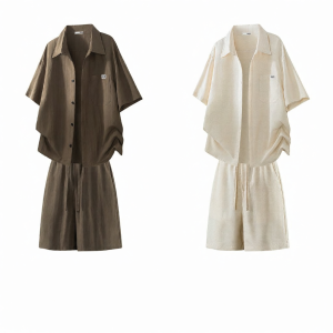 izzue | Bộ Hai Món Nam Mùa Thu Vải Lyocell Linen Dáng Rộng Phong Cách Mỹ