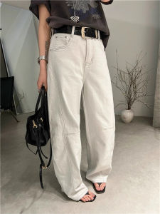 High Waist Wide Leg Denim Pants Womens Brown Trousers Casual Fit Blade Downlong Jeans Autumn 2025 Loosely Versatile Slimming Paled Cow Denim Skinnies