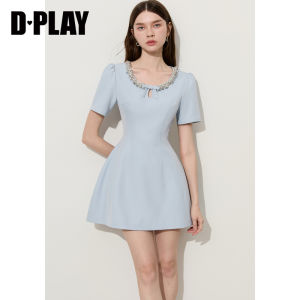 D-PLAY | Đầm Nơ Đen Bóng Màu Hồng