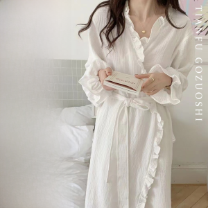 ชุดนอนแขนยาวผู้หญิง ชุดนอนฤดูใบไม้ผลิและฤดูใบไม้ร่วง ชุดนอนฤดูหนาว ชุดนอนแขนยาวลายหัวใจหวานๆ ชุดนอนผ้าฝ้ายถัก