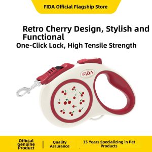 FIDA | Vintage Cherry Automatic Retractable Dog Leash