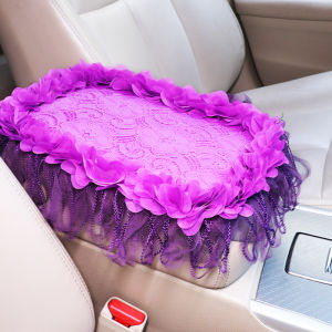 Cartoon Lace Automobile Interior Decoration Hand Brake Handle Shift Knob Cover Polyester Fiber Synthetic Fabric Deep Purple
