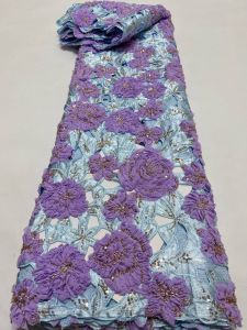 Water Soluble Lace African Embroidery Cord Lace Fabric Guipure Lace Fabric Nigerian Cord Lace Bridal Sewing 5 Yards Party AT2718