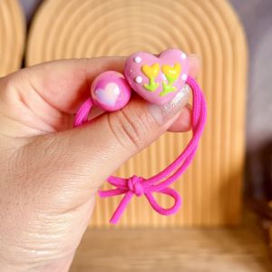 High Elasticity Hand-Painted Tulip Heart Star Knot Hair Ties for Childrens Ponytails And Headbands Kids Hair Accessories