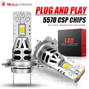 Bullvision H7 H4 LED Canbus Headlight Bulb H11 HB3 HB4 HIR2 Ultra Powerful Spotlight 1:1 Mini Motorcycle Lamp Turbo Lights 2PCS
