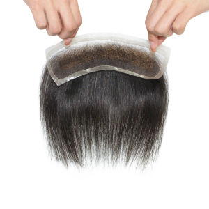 DuoDuoHair 2.5x16cm Swiss Lace Hairline Front Toupee Mens Invisible Bangs Wig Forehead Hairpiece W.WW.WW