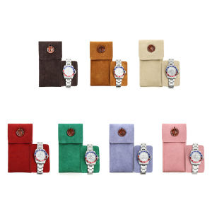 ถุงใส่นาฬิกาสายเดี่ยวหนังแท้ย้อนยุคหนังนิ่มกันรอยขีดข่วนที่ใส่กรอบนาฬิกานาฬิกาหนังนุ่ม