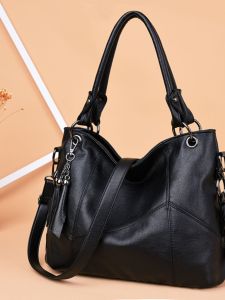 กระเป๋าสะพายข้างหนังขนาดใหญ่สำหรับผู้หญิง กระเป๋าสะพายข้างแบบสะพายไหล่เดียว กระเป๋าถือหนังนิ่มสำหรับคุณแม่วัยกลางคน แฟชั่นและสง่างาม