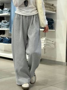 Gray Casual American Style Sport Pants High Waist Womens Loose Wide Leg Pants Autumn New Arrival Comfortable Breathable