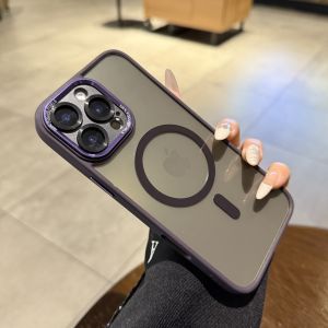 AO.HU | Ốp Lưng Điện Thoại Trong Suốt Đen Viền Cam Có Từ Tính Cho iPhone