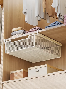 Encora Metal Mesh Under Hung Pull-Out Drawer Work Desk Drawer Kitchen Storage Organizer Wardrobe Drawer Organizer