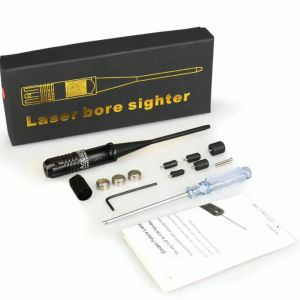 Red Dot Bore Sighter Collimator Kit Adjustable Adapters Red Bore Laser Sighter with Box for .22 to .50 Caliber (5.59 to 12.7mm diameter)
