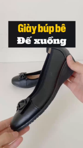 Giày búp bê đế xuồng da thật mềm đế cao 4cm Giày Đồng Phục Nhà Hàng Khách Sạn