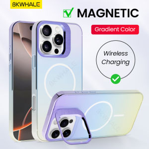 BKWHALE กรณีโทรศัพท์แม่เหล็ก สำหรับ iPhone 17 Pro Max 17 Air 16 Pro Max 15 Pro Max 14 Pro Max 13 Pro Max ด้วยวงเล็นส์ สีเคลื่อนไหวโปร่งใส กล่องโทรศัพท์