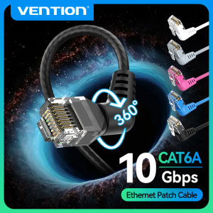 Vention | Vention CAT6A Ethernet Cable 10Gbps 90/360 Degree Rotation CAT 6A Slim Networking Internet Lan Cord for PC PS4 Router RJ45 Cable