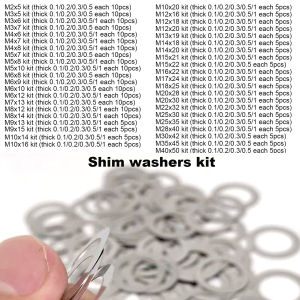 M2x5 M3x5 M3x6 M3x7 M4x6 M4x7 M4x8 to M40x50 304 Stainless Steel Ultra Thin Flat Washer Ultrathin Shim kits 0.1/0.2/0.3/0.5/1